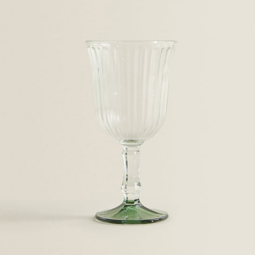 Raised Wine Glass With Green Base