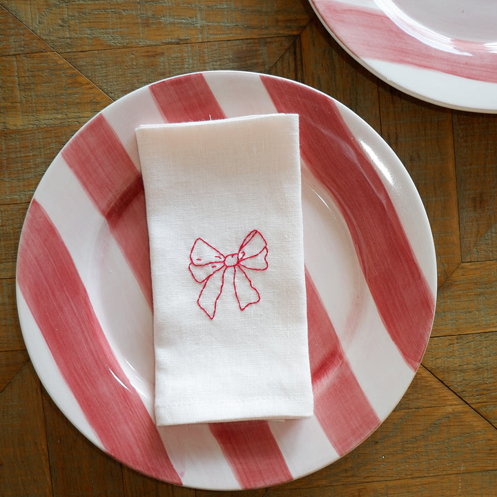 Hand Embroidered Bow Napkins Set of 4